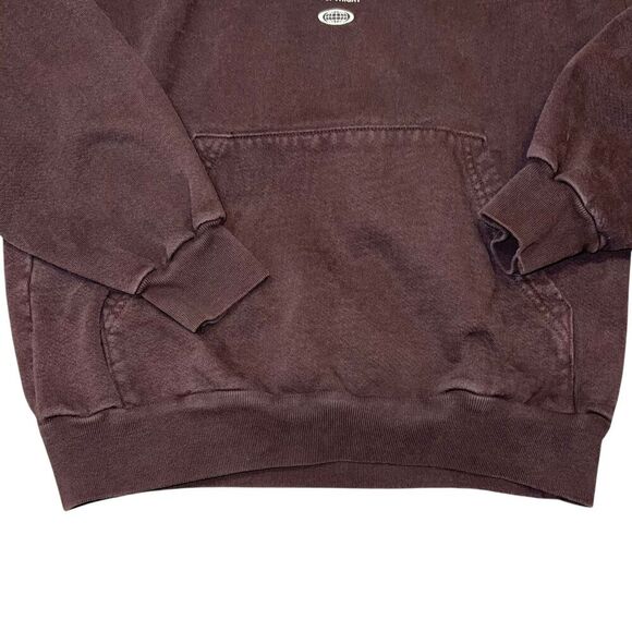 Copyright Hoodie Mens L Brown Neverlast Y2k Fleece Lined Heavyweight Pullover - Picture 2 of 7